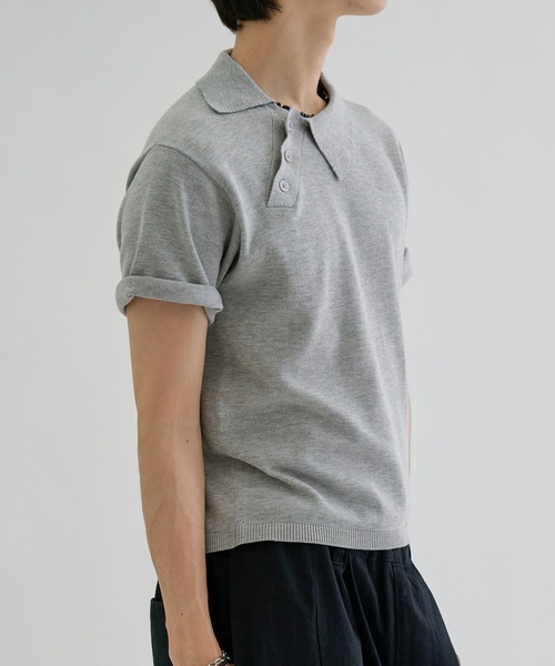 ポロシャツ 半袖 Asymmetry neck polo / アシンメトリーネックポロ