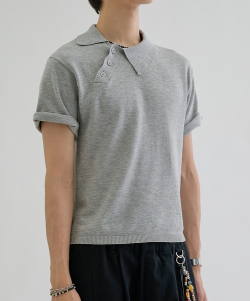 ポロシャツ 半袖 Asymmetry neck polo / アシンメトリーネックポロ