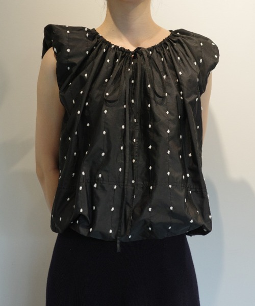 CLANE（クラネ） CLANE W FACE DOT SLEEVELESS RIBBON TOPS レディース 