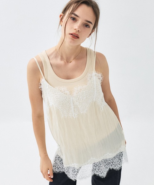 新品タグ付き BLUMARINE シルクレースキャミソール 40 PUBLIC TOKYO（パブリックトウキョウ） キャミソール 「26夏服新作