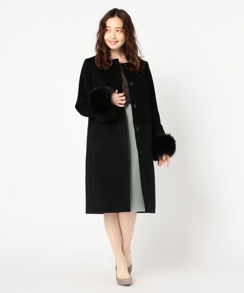 【値下】【美品】NOLLEY'S ノーリーズソフィ アンゴラ ファー コート NOLLEY'S Sophi アウター アンゴラ袖ファーロングコート