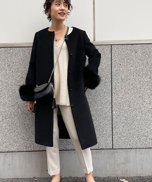 NOLLEY'S Sophi アウター アンゴラ袖ファーロングコート