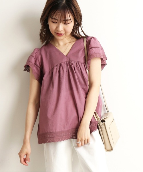 SLOBE IENA（スローブイエナ） ブラウス シャツ 半袖 コットンボイル