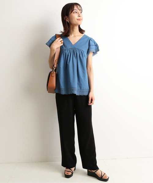 IENA  SLOBE コットン　ラッフル　ブラウス　美品 美品 SLOBE IENA スローブ イエナ コットンラッフルギャザーブラウス