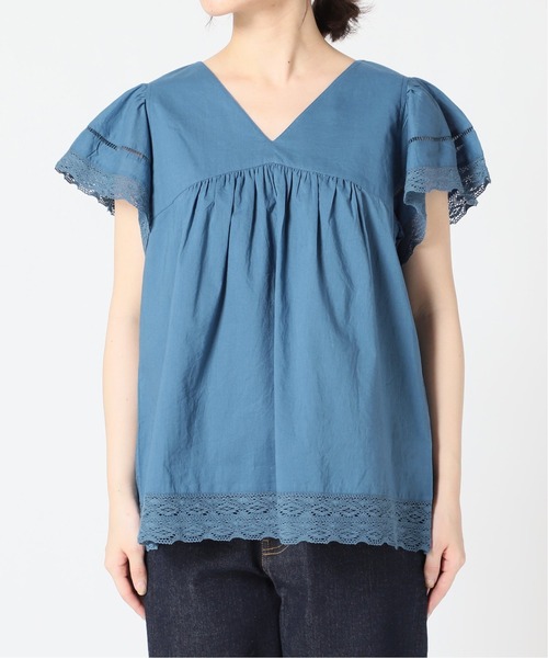 IENA  SLOBE コットン　ラッフル　ブラウス　美品 美品 SLOBE IENA スローブ イエナ コットンラッフルギャザーブラウス