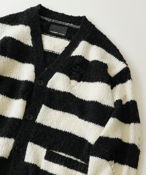 美品　NUMBER (N)INE アルパカ混　ニットカーディガン　ブラック NUMBER (N)INE（ナンバーナイン） カーディガン WOOL ALPACA RIPPED