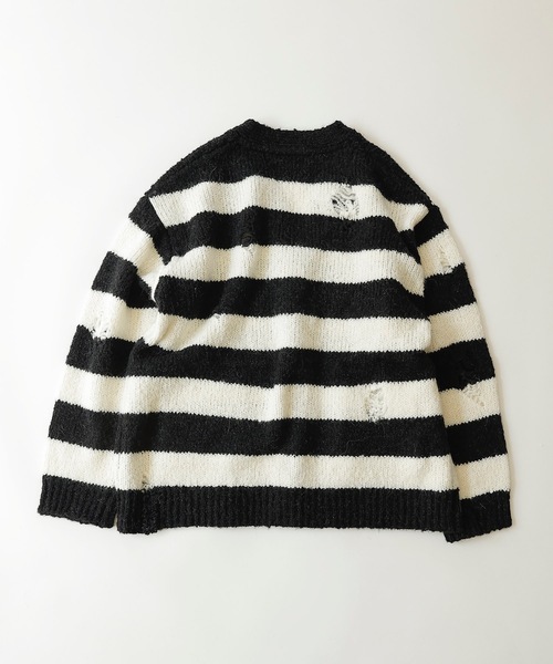 ナンバーナイン 08 AW ニット カーディガン アルパカ ストライプ NUMBER (N)INE（ナンバーナイン） カーディガン WOOL ALPACA RIPPED