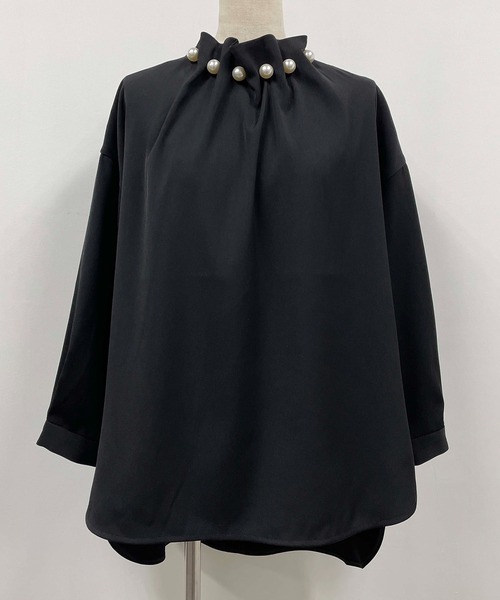 PICCIN PERLA ブラウス シャツ 襟ビッグパール長袖ブラウス レディース
