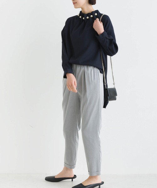 PICCIN PERLA ブラウス シャツ 襟ビッグパール長袖ブラウス レディース