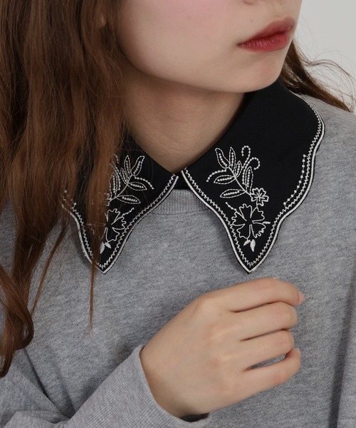 NO°21/新品未使用/レース/襟ビジュー付き 付け襟 つけ襟 ビジュー パール シャツ 白 レース デニム チェック