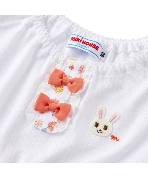 ミキハウス MIKIHOUSE ワンピース うさこ刺繍 サイズ80 女の子 MIKI HOUSE（ミキハウス） ワンピース うさこ切り替え半袖ワンピース