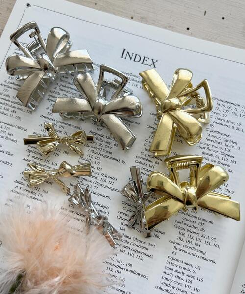 {送料.関税込} リボンメタルヘアクリップ ヘアクリップ 「2点SET」メタルリボンクリップ : ZOZOTOWN Yahoo