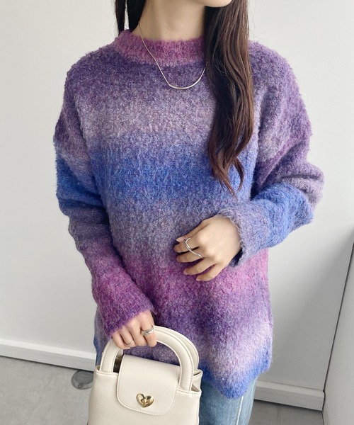 秋冬 ニット セーター ルーズ ユニセックス hr27 17HR ニット セーター 「ユニセックス」ルーズダメージメッシュ