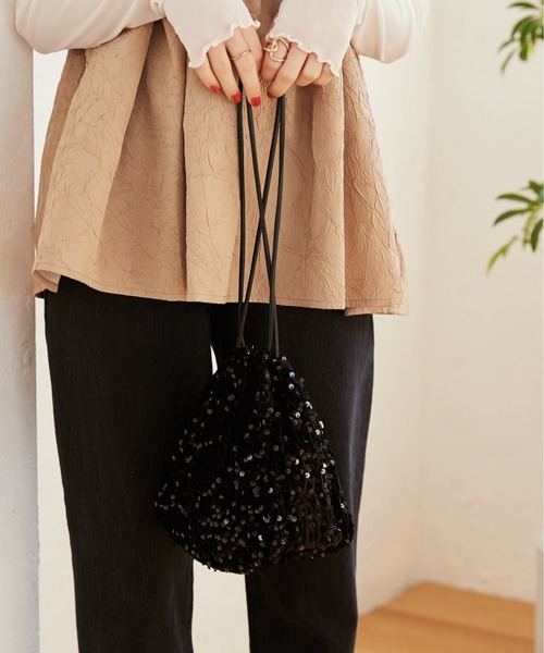 ANGIE ハンドバッグ スパンコール巾着バッグ : ZOZOTOWN Yahoo