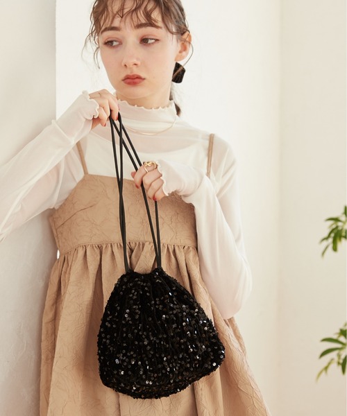 ANGIE ハンドバッグ スパンコール巾着バッグ : ZOZOTOWN Yahoo