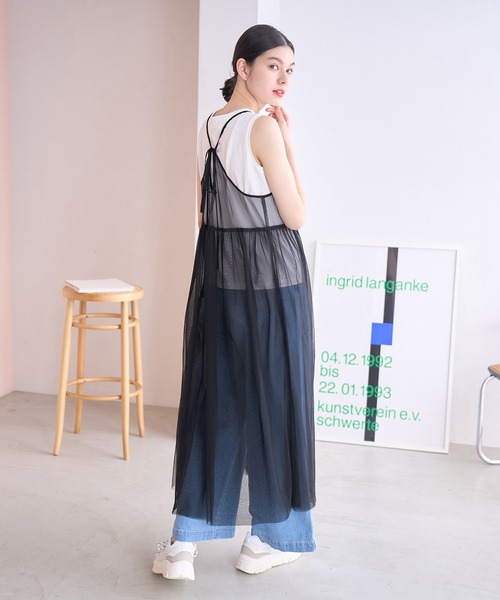日本未入荷 ROPE' バックリボンチュールキャミワンピース ワンピース PICNIC ワンピース