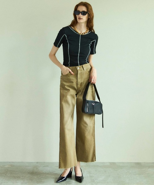 ウエストマーク 美脚見え デニムコンビネゾン ストリート系 MAISON SPECIAL ジーンズ デニム デニムパンツ Side Long Zip