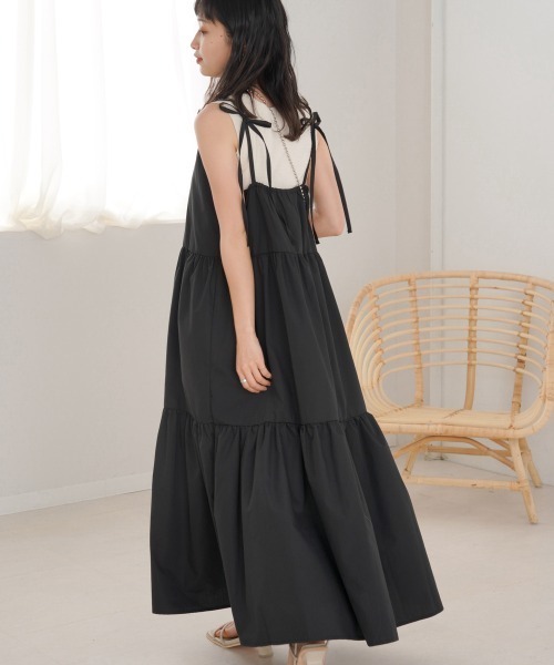 セブンテン　ストラップリボンティアードワンピース(ブラック)Sサイズ ストラップリボンティアードワンピース(ブラック) - seventen