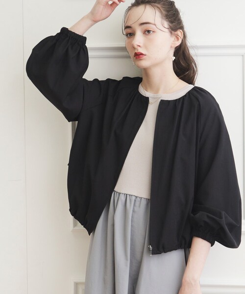 Couture broochうす軽アウターバックフリルシアーブルゾン　36 Couture broochうす軽アウターバックフリルシアーブルゾン 36