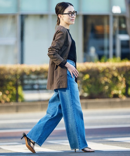 ICB×tamachan_style コラボ】スタイルアップ ワイドデニム　25 セール】 【ICB×tamachan_style コラボ】スタイルアップ ワイド