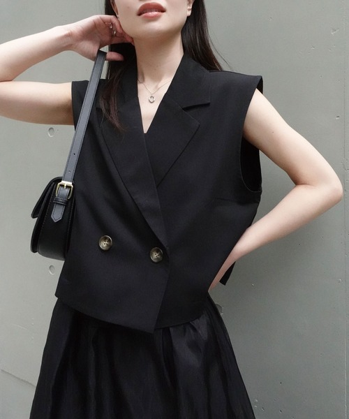 ベスト ジレ クロップドベスト レディース