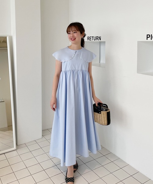 大人かわいい 半袖 バイカラ― ワンピース ドレス 襟 ポロワンピース バイカラー ワンピース ハイウエスト ポロカラー