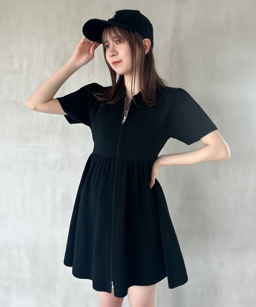 【軽量でチャーミング♡】Aラインミニワンピース Heather ワンピース ZIPペプラムミニワンピース 126746