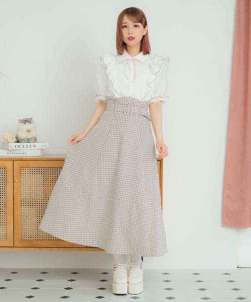 ブラウス シャツ オーガンジーパフ袖ブラウス レディース ANAYI ブラウス シャツ オーガンジーパフ袖ブラウス レディース