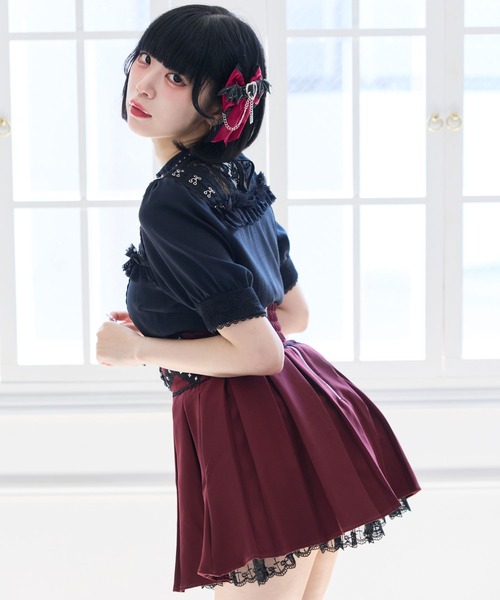 DearMyLove スカート チェーンクロスレースフリルスカート