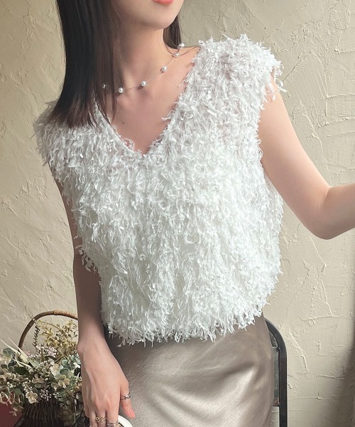 ベスト ジレ フェザーヤーンVネックベスト レディース : ZOZOTOWN