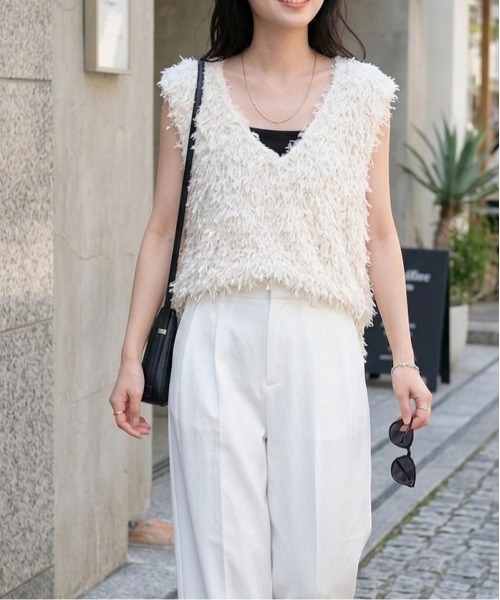 ベスト ジレ フェザーヤーンVネックベスト レディース : ZOZOTOWN
