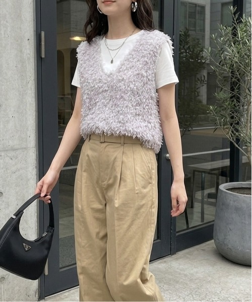 ベスト ジレ フェザーヤーンVネックベスト レディース : ZOZOTOWN