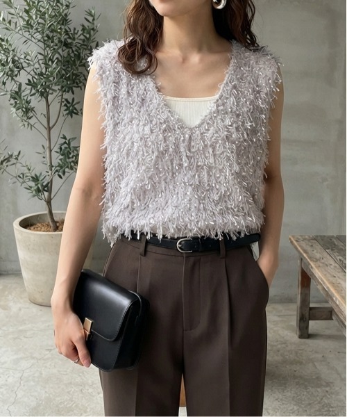 ベスト ジレ フェザーヤーンVネックベスト レディース : ZOZOTOWN