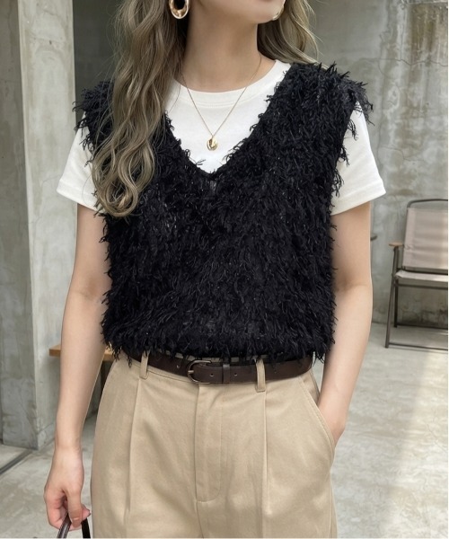 ベスト ジレ フェザーヤーンVネックベスト レディース : ZOZOTOWN