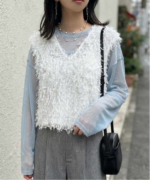 ベスト ジレ フェザーヤーンVネックベスト レディース : ZOZOTOWN