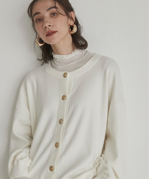 ANGIE カーディガン 金ボタン / ゴールドボタン クルーネック ニット