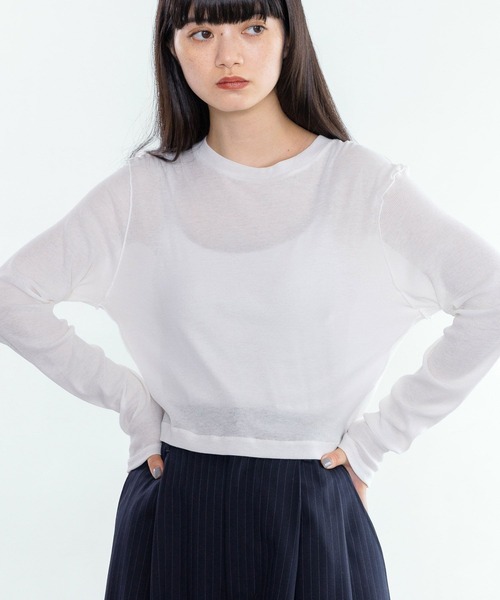 tシャツ シアーテレコクロップドロングスリーブ　242275 レディース