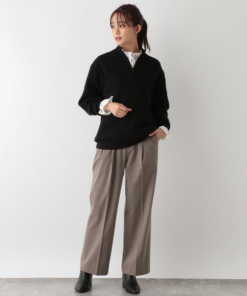 HERMES ウール ハーフジップセーター ダークグレー GLOBAL WORK（グローバルワーク） セーター ニット メルティハーフ