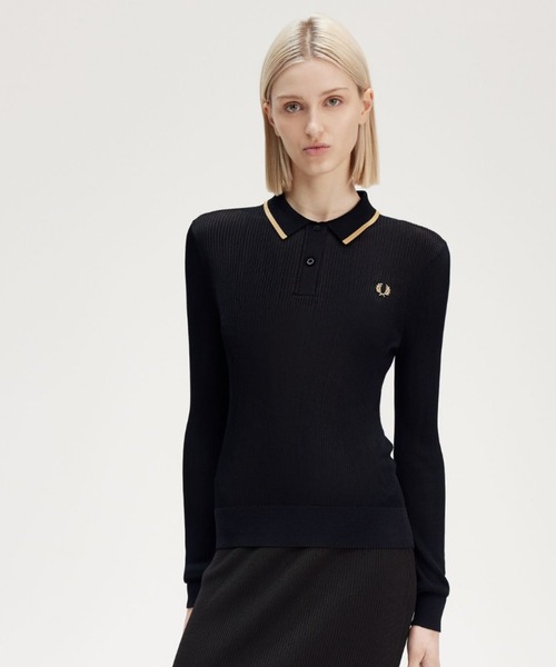 ポロシャツ ポロ Ribbed Knitted Shirt／リブニットポロシャツ レディース
