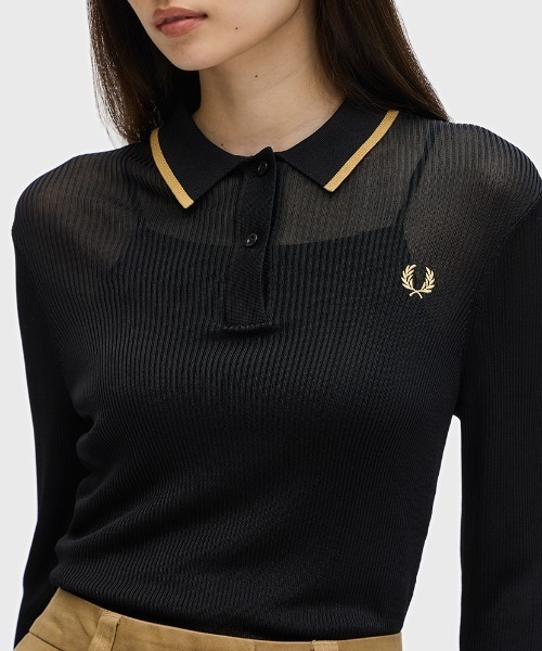FRED PERRY ポロシャツ ポロ Ribbed Knitted Shirt／リブニット