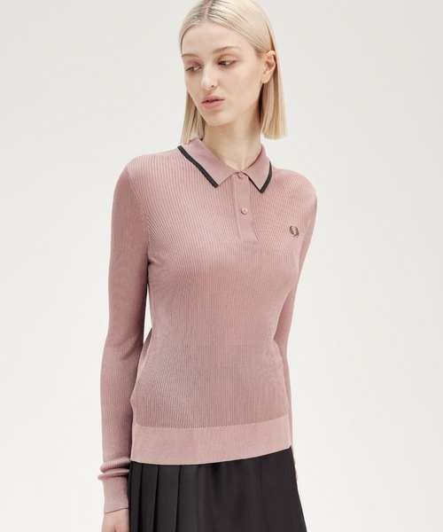 FRED PERRY リブニットポロシャツ FRED PERRY ポロシャツ ポロ Ribbed Knitted Shirt／リブニット
