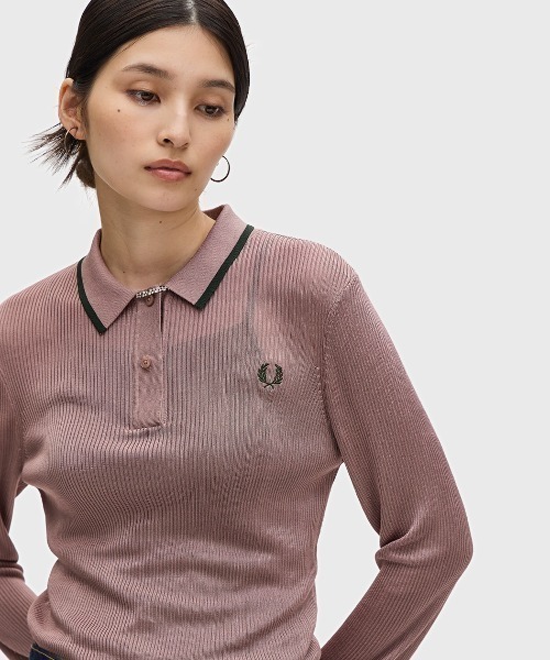 FRED PERRY リブニットポロシャツ FRED PERRY ポロシャツ ポロ Ribbed Knitted Shirt／リブニット