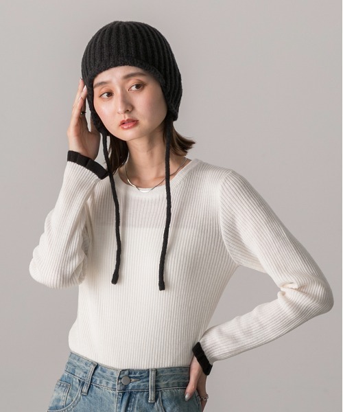 ad thie（アドティエ） ニット帽 ニットキャップ フライトリブ ニット