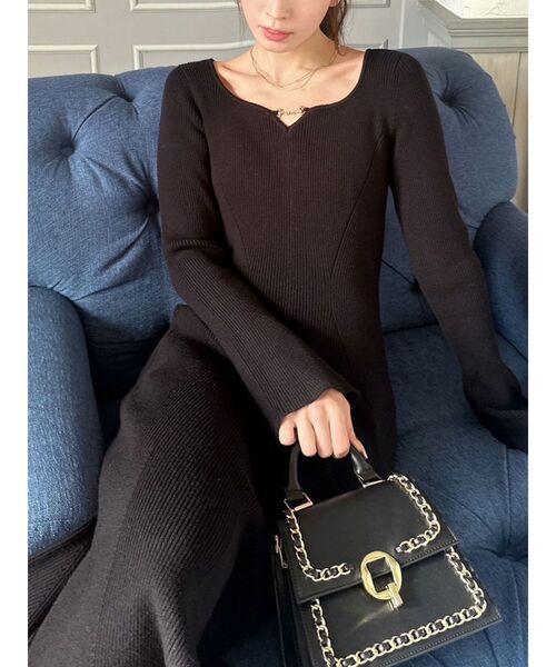 RESEXXY ワンピース フロントチャームリブニットワンピース : ZOZOTOWN