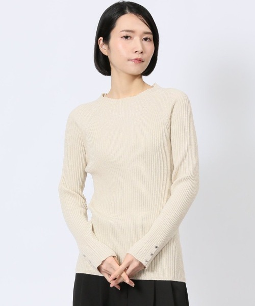 フランス購入 劇的美形ストレッチフィット 気品のハイネックニット