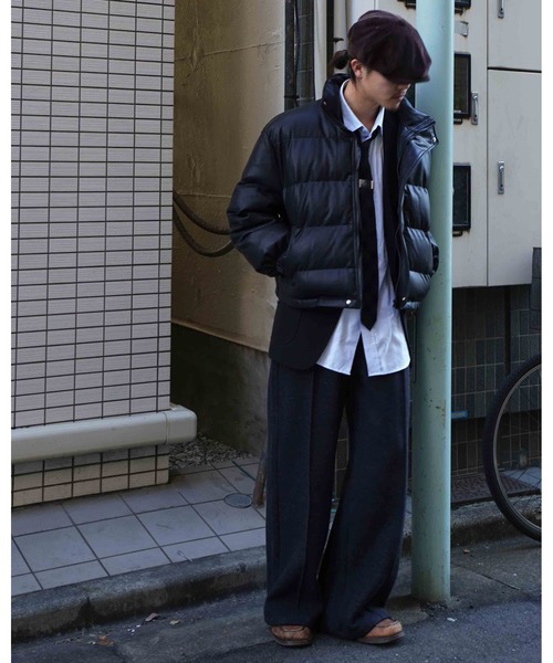 専用JH318鑑別付★15号→11号ダウン 最長発送期日10/1-10/3 Noen（ノエン） ダウンジャケット ダウン フェイクレザーパデット