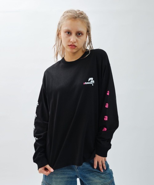 tシャツ atmos pink x MONICHIKI HOUSE AM Logo L/S T-Shirt / アトモス ピンク モニチキ ハウス エ atmos girls tシャツ pink x MONICHIKI HOUSE AM Logo L/S T