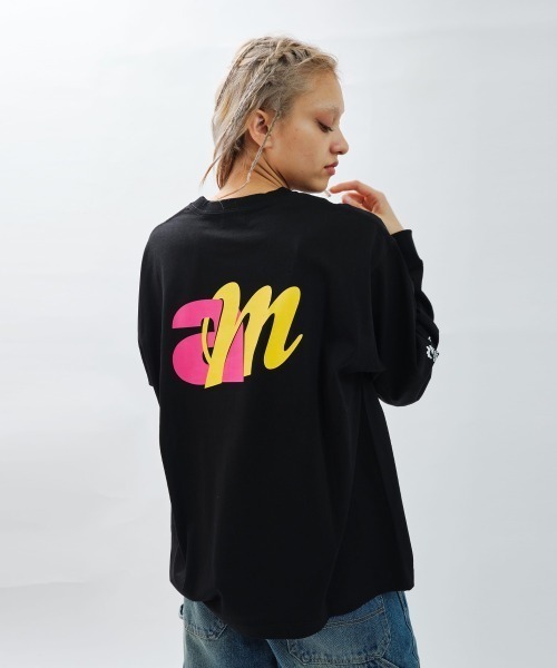 tシャツ atmos pink x MONICHIKI HOUSE AM Logo L/S T-Shirt / アトモス ピンク モニチキ ハウス エ atmos girls tシャツ pink x MONICHIKI HOUSE AM Logo L/S T