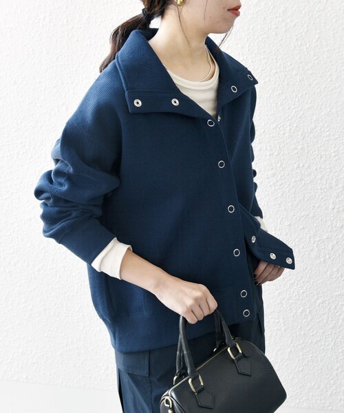 SHIPS for women / シップスウィメン SHIPS any:〈手洗い可能〉サカリバ スナップ スタンドカラー ブルゾン カットソー SHIPS any tシャツ any:「手洗い可能」サカリバ スナップ