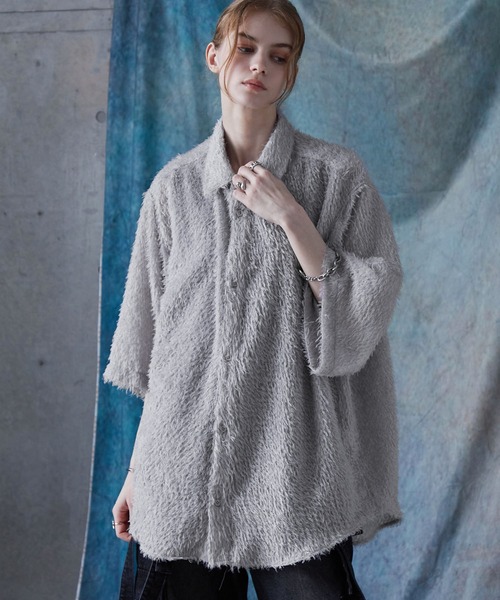 SERACE シャツ 「SERACE」Loose silhouette jacquard shaggy sheer